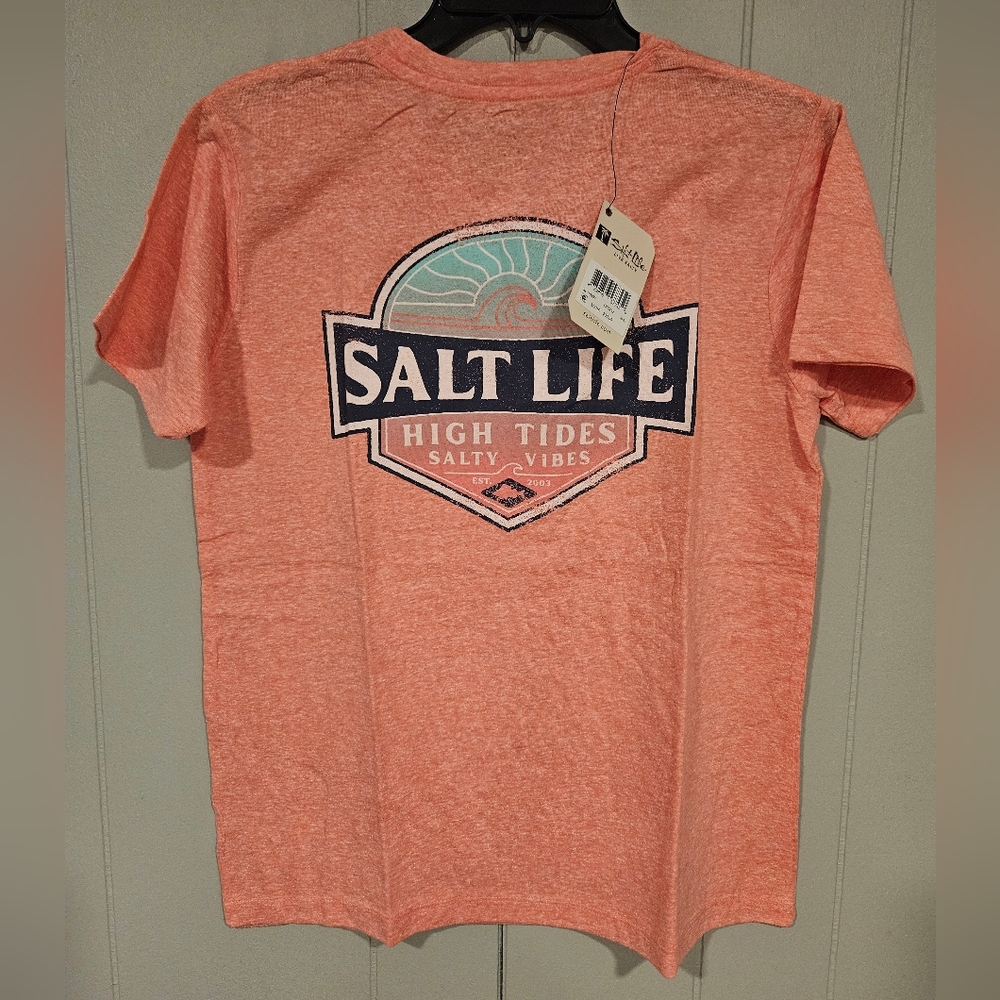 Salt Life High Tides Salty Vibes Womans T-Shirt Pink Size Small Live Salty NWT